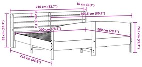 Σκελετός Κρεβ. Χωρίς Στρώμα Καφέ Κεριού 200x200 εκ Μασίφ Πεύκο - Καφέ