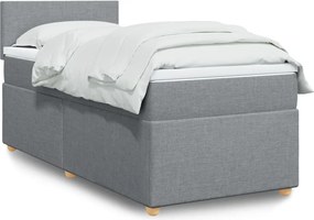 vidaXL Κρεβάτι Boxspring με Στρώμα Ανοιχτό Γκρι 90x200 εκ. Υφασμάτινο