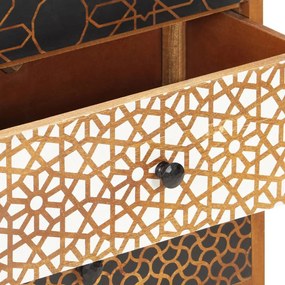 vidaXL Συρταριέρα με Τυπωμένο Σχέδιο 90x30x70 εκ. Μασίφ Ξύλο Μάνγκο