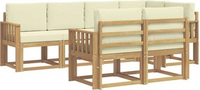vidaXL Σειρά Καναπέ Εξωτερικού 7 pcs Λευκό και Κρεμ Πολυεστέρας