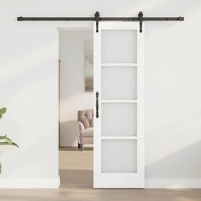 vidaXL Ολισθητή Πόρτα Λευκό 61 x 198.5 εκ. Ξύλο και μέταλλο