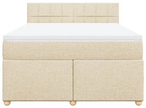 Κρεβάτι Boxspring με Στρώμα Κρεμ 140x200 εκ. Υφασμάτινο - Κρεμ