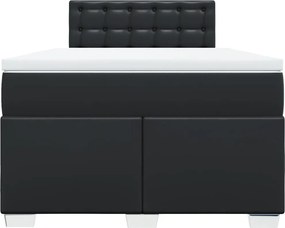 vidaXL Κρεβάτι Boxspring με Στρώμα Μαύρο 120x190εκ.από Συνθετικό Δέρμα
