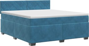 vidaXL Κρεβάτι box spring με στρώμα Σκούρο Μπλε 140 x 190 cm Βελούδο