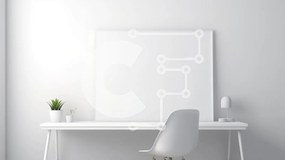 Intra Συλλεκτικό Ξύλινο Παζλ Plywood  4mm - Κενό δωμάτιο με λευκό γραφείο και καρέκλα Σε Ξύλινο Κουτί - Διαστάσεις Puzzle: 10x10 cm – 25 κομμάτια