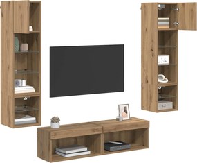 vidaXL Μονάδα Τοίχου Τηλεόρασης 6 pcs Artisan Oak Επεξεργασμένο ξύλο