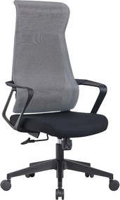 BF2990  Πολυθρόνα Γραφείου Διευθυντή, Mesh Γκρι, Ύφασμα Μαύρο   1τμχ