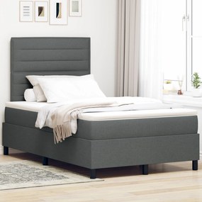 Κρεβάτι Box Spring Με Στρώμα Σκούρο Γκρι 120x200 εκ Ύφασμα