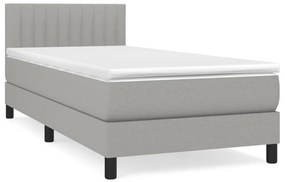 vidaXL Κρεβάτι Boxspring με Στρώμα Ανοιχτό Γκρι 80x200 εκ. Υφασμάτινο