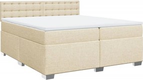 vidaXL Κρεβάτι Boxspring με Στρώμα Κρεμ 200x200 εκ. Υφασμάτινο