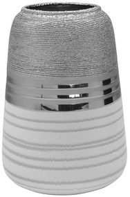 Βάζο ArteLibre Ασημί/Λευκό Κεραμικό 13.5x13.5x18.5cm