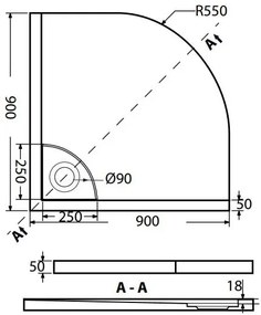 Ντουζιέρα Sirene Flow-90 x 90 εκ.