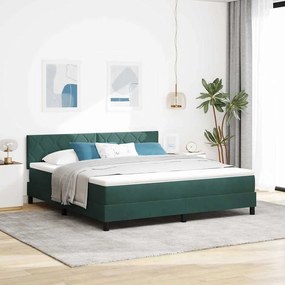 κρεβάτι Box Spring με στρώμα vidaXL Σκούρο Πράσινο Υπερ Βασιλικό Βελούδο