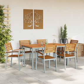 vidaXL Σετ Τραπεζαρίας Κήπου 7 Τεμαχίων από Στερεό Ξύλο Ακακίας και Μέταλλο