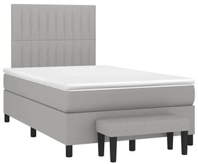 vidaXL Κρεβάτι Boxspring με Στρώμα Ανοιχτό Γκρι 120x190 εκ. Υφασμάτινο