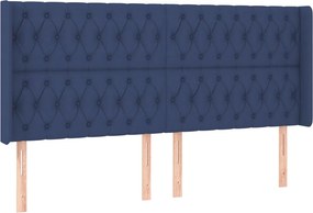 vidaXL Κρεβάτι Boxspring με Στρώμα &amp; LED Μπλε 200x200 εκ. Υφασμάτινο