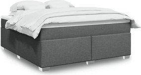 vidaXL Κρεβάτι Boxspring με Στρώμα Σκούρο Γκρι 180x200 εκ Υφασμάτιν