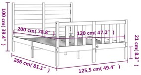 ΠΛΑΙΣΙΟ ΚΡΕΒΑΤΙΟΥ ΜΕ ΚΕΦΑΛΑΡΙ 120X200 ΕΚ. ΑΠΟ ΜΑΣΙΦ ΞΥΛΟ 3192031