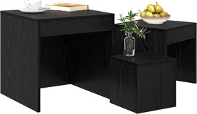 vidaXL Τραπεζάκι σαλονιού 3 pcs Μαύρη Οξυά Επεξεργασμένο ξύλο