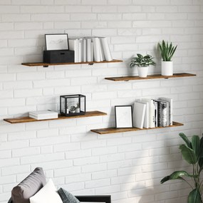 vidaXL Δίσκος Βιβλιοθήκης 4 pcs Καφέ 100 x 40 x 1.5 εκ. Μοριοσανίδα