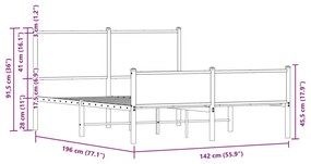 Μεταλλικό πλαίσιο κρεβατιού χωρίς στρώμα Δρυς sonoma 137x190 cm - Καφέ