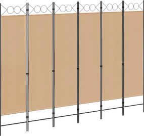 vidaXL Διαχωριστικό Δωματίου 6-Πάνελ Μπεζ 240 x 180 cm Ύφασμα