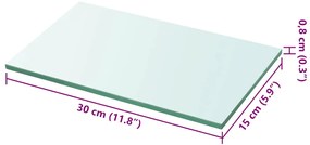 vidaXL Ράφια Πάνελ 2 τεμ. Διάφανα 30 x 15 εκ. Γυάλινα