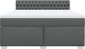 vidaXL Κρεβάτι Boxspring με Στρώμα Σκούρο Γκρι 180x200 εκ Υφασμάτιν