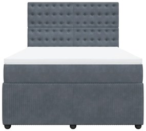 vidaXL Κρεβάτι Boxspring με Στρώμα Σκούρο Γκρι 140x200 εκ. Βελούδινο
