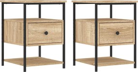 vidaXL Κομοδίνα 2 τεμ. Sonoma Δρυς 40 x 42 x 56 εκ. από Επεξεργ. Ξύλο