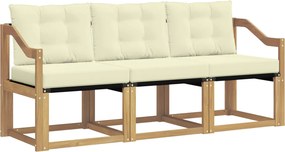 vidaXL Σειρά Καναπέ Εξωτερικού με μαξιλάρι 3 pcs Λευκό και Κρεμ