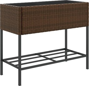 vidaXL Γλάστρες Κήπου με Ράφια 2 τεμ. Καφέ 90x40x75εκ Συνθ. Ρατάν