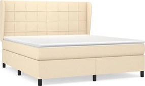 vidaXL Κρεβάτι Boxspring με Στρώμα Κρεμ 180x200 εκ. Υφασμάτινο