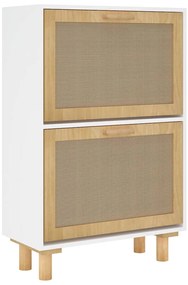 vidaXL Παπουτσοθήκη Λευκή 52x25x80 εκ Επεξεργασμένο Ξύλο&amp;Φυσικό Ρατάν