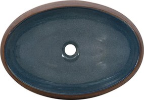 vidaXL Νιπτήρας Οβάλ Καφέ και Μπλε 59 x 40 x 15 εκ. Κεραμικός