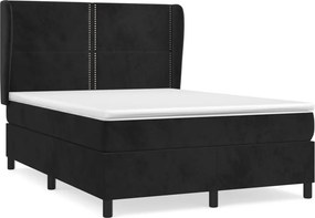 vidaXL Κρεβάτι Boxspring με Στρώμα Μαύρο 140x200 εκ. Βελούδινο