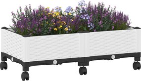 vidaXL Κήπος Γλαστράκι με Ροδάκια Λευκό 80 x 40 x 33 cm PP