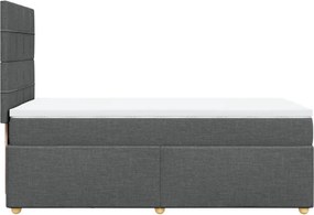 vidaXL Κρεβάτι Boxspring με Στρώμα Σκούρο Γκρι 90x190 εκ. Υφασμάτινο