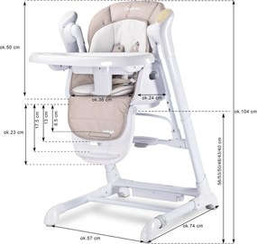 Καρεκλάκι Φαγητού +Ρηλάξ 3 σε 1 -  Indigo Ceretero - Grey