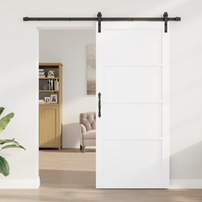 vidaXL Συρόμενη Πόρτα με Σετ Εξαρτημάτων Λευκή 93x211 cm Συμπαγές Ξύλο Πεύκο