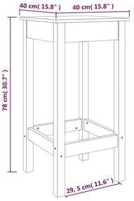 Καρέκλες Μπαρ 2 τεμ. 40x40x78 εκ. Μασίφ Ξύλο Πεύκου - Καφέ