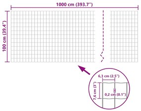 vidaXL Συρματόπλεγμα Σετ Πράσινο 10 x 1,0 μ. Ατσάλινο