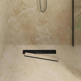 vidaXL 2 σε 1 εκροή ντους Μαύρο 50 cm Ανοξείδωτο Ατσάλι 304