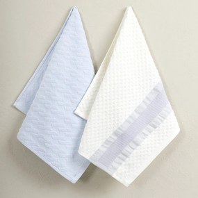 Πετσέτες Κουζίνας Wipe (Σετ 2τμχ) White-Blue Nima 40x60cm 100% Βαμβάκι
