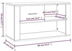 Παπουτσοθήκη Γκρι Σκυροδέματος 80x35x45 εκ. Επεξεργασμένο Ξύλο - Γκρι