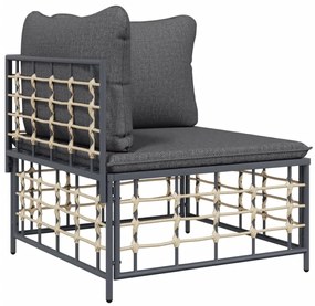 vidaXL Σαλόνι Κήπου Σετ 6 Τεμαχίων Ανθρακί Συνθετικό Ρατάν &amp; Μαξιλάρια