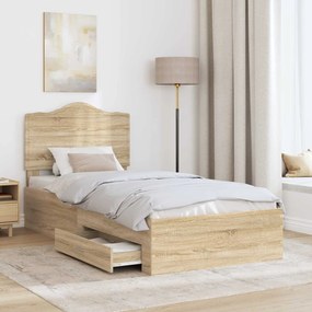 vidaXL Σκελετός Κρεβατιού Δρύς Sonoma 100 x 200 cm Επεξεργασμένο ξύλο