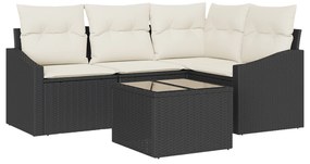 vidaXL Σετ Κήπου 4 Τεμαχίων με Μαξιλάρια Καφέ Πολυ Ρατάν