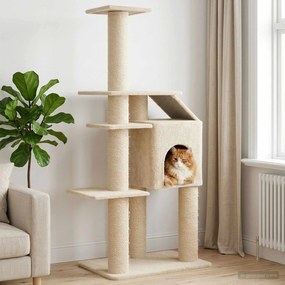 vidaXL Δέντρο γάτας με στύλους ξύρας Κρεμ 183 cm