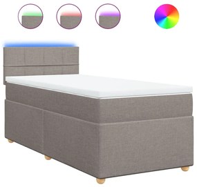 Κρεβάτι Boxspring με Στρώμα Taupe 80x200 εκ. Υφασμάτινο - Μπεζ-Γκρι